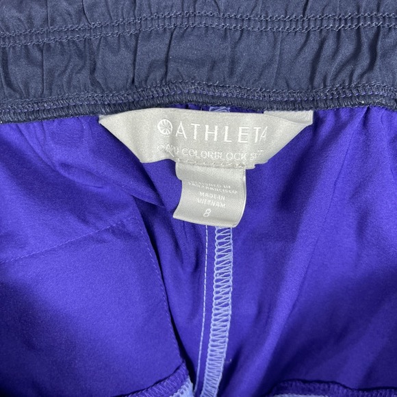 Athleta Oahu Blue Colorblock Swim Board Shorts Womens 8 Sporty Beach Coastal - Picture 8 of 10